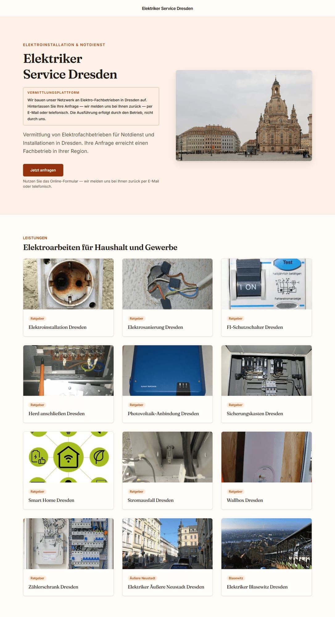 Beispiel einer fertigen Partner-Website auf dem Desktop – Elektro-Fachbetrieb